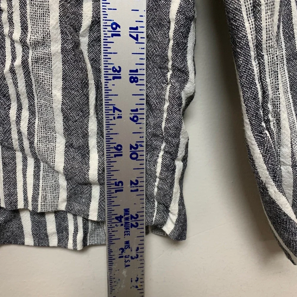 Banana Republic Wide Leg Crop Pants Women M Navy White Excellent Striped Linen